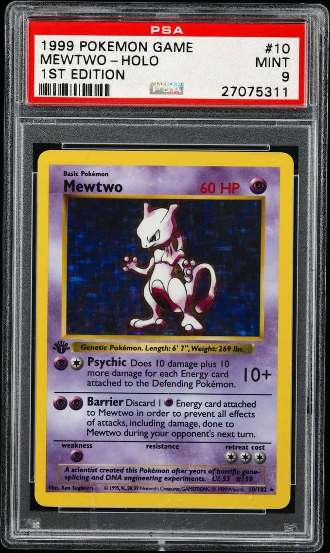 Mewtwo-Holo 1st Edition, Game, PSA 9