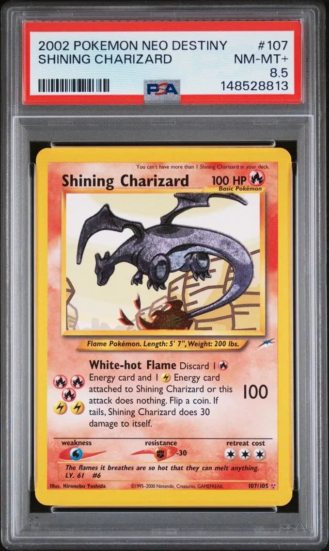 Shining Charizard, Neo Destiny, PSA 8.5