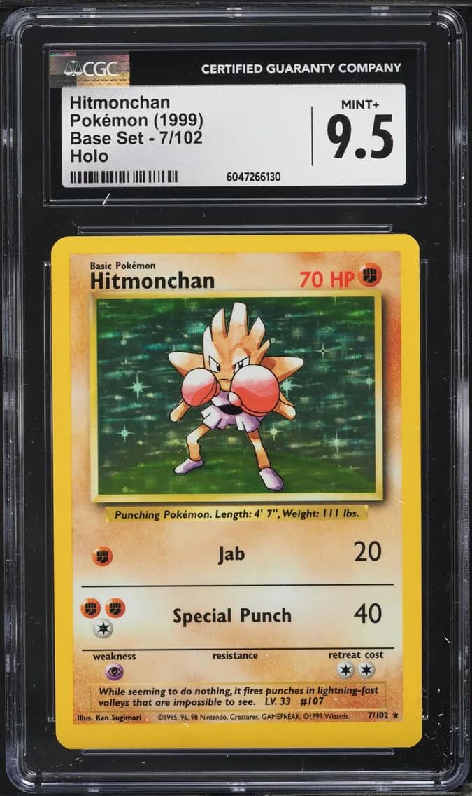 Hitmonchan-Holo, Base Set - Unlimited, CGC 9.5