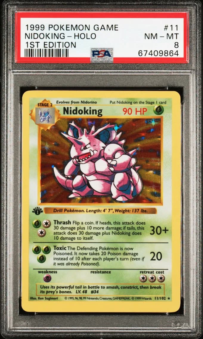 Nidoking-Holo 1st Edition, Game, PSA 8