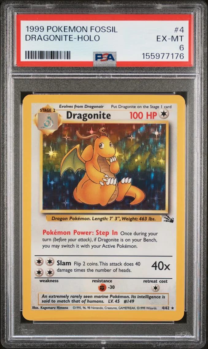 Dragonite-Holo, Fossil, PSA 6