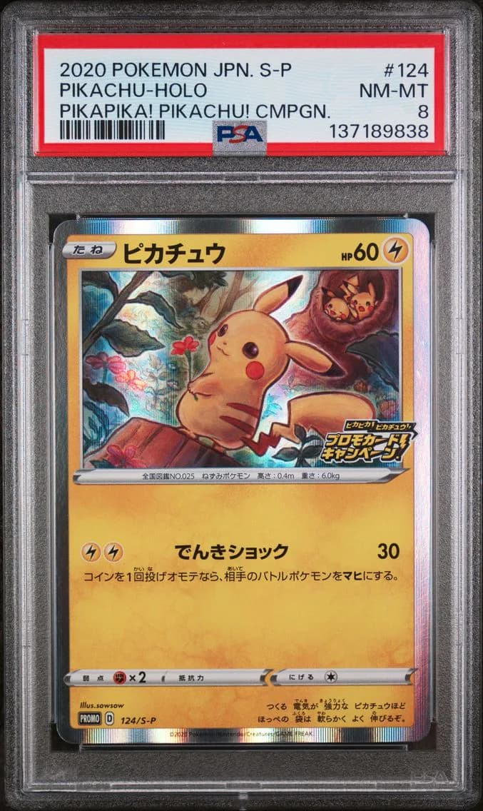 Pikachu-Holo, Japanese S Promo, PSA 8
