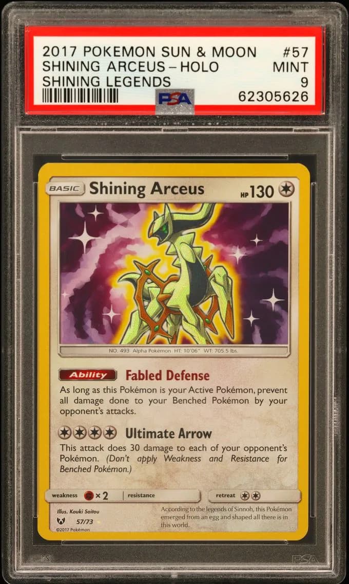 Shining Arceus-Holo, Sun & Moon Shining Legends, PSA 9