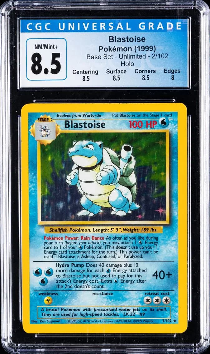 Blastoise-Holo, Base Set - Unlimited, CGC 8.5