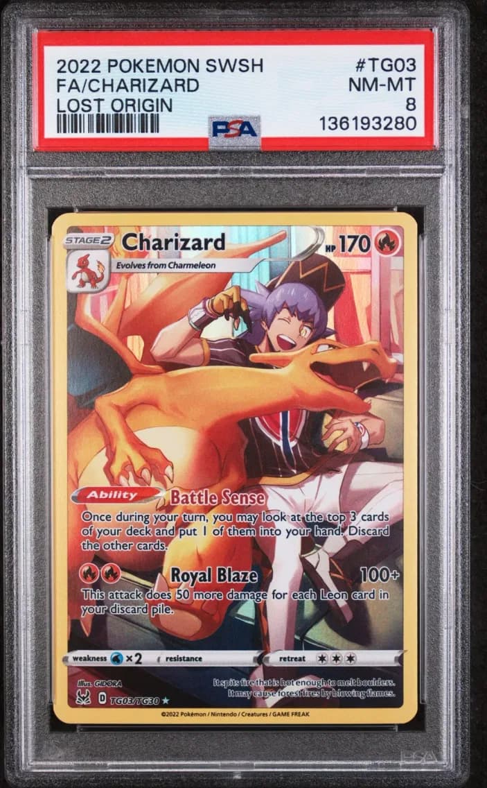 Charizard, Sword & Shield Lost Origin, PSA 8