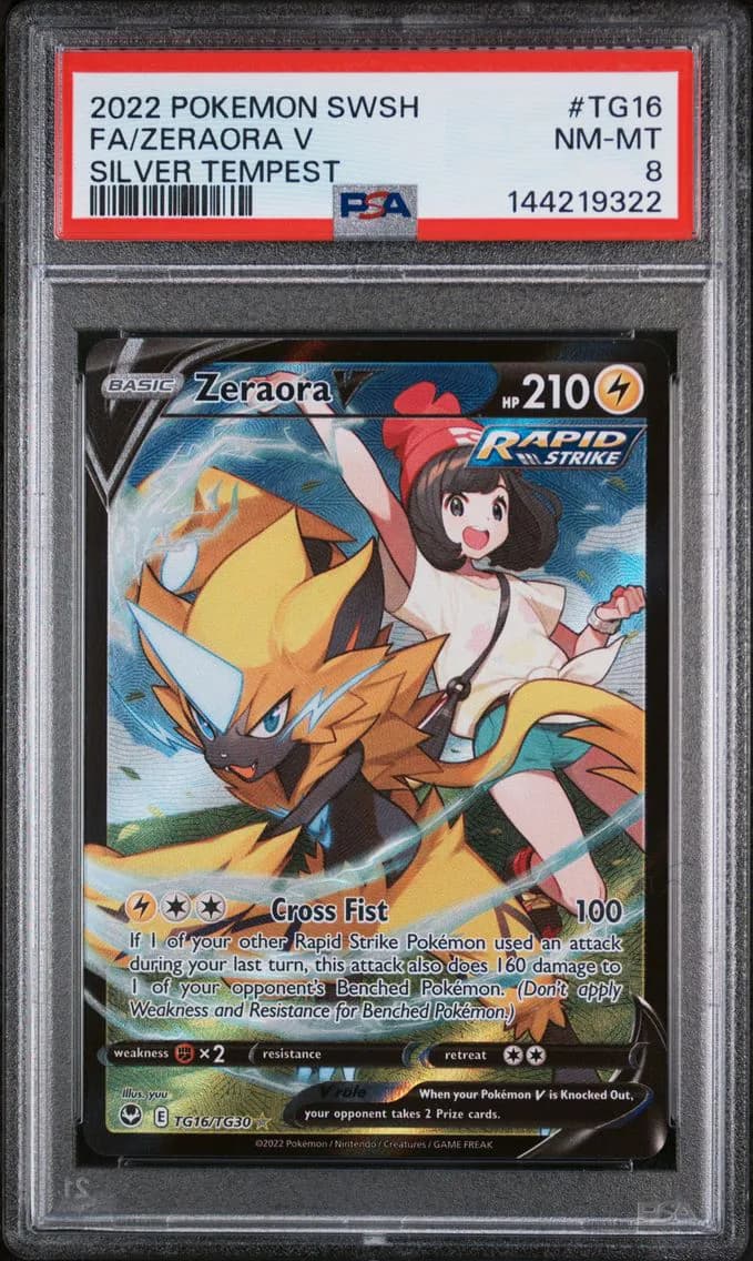 Zeraora V, Sword & Shield Silver Tempest, PSA 8