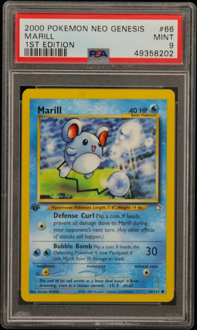 Marill, Neo Genesis 1st Edition, PSA 9