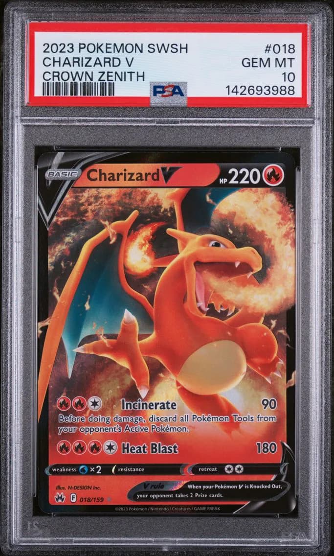 Charizard V, Sword and Shield Crown Zenith, PSA 10