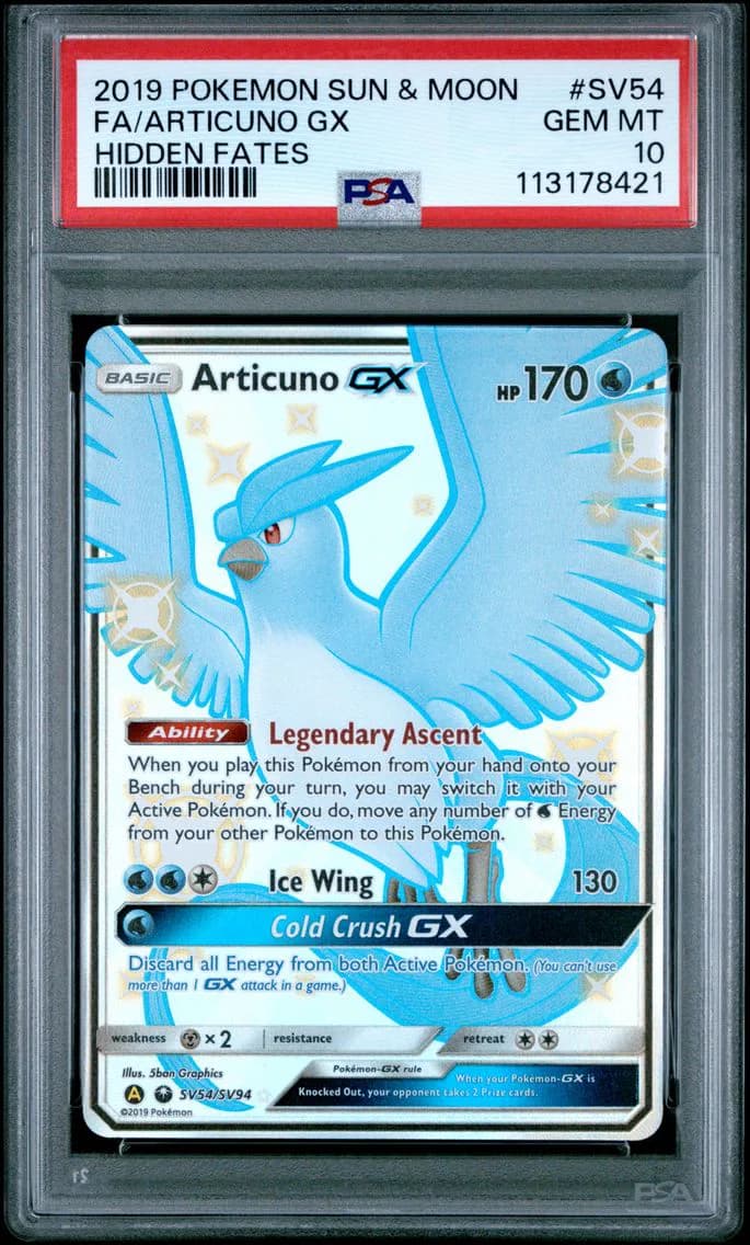 Articuno GX, Sun & Moon Hidden Fates, PSA 10