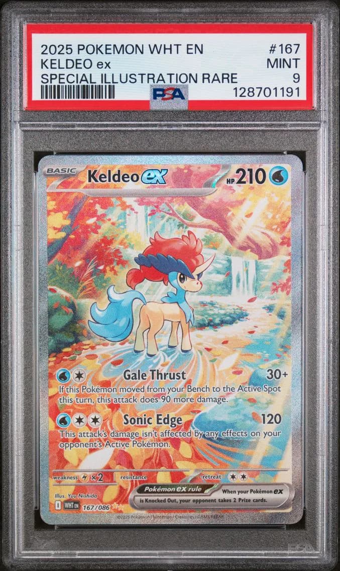 Keldeo EX, White Flare, PSA 9