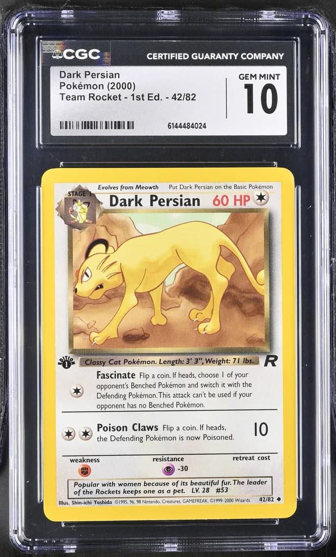 Dark Persian, Team Rocket - 1st Edition, CGC 10