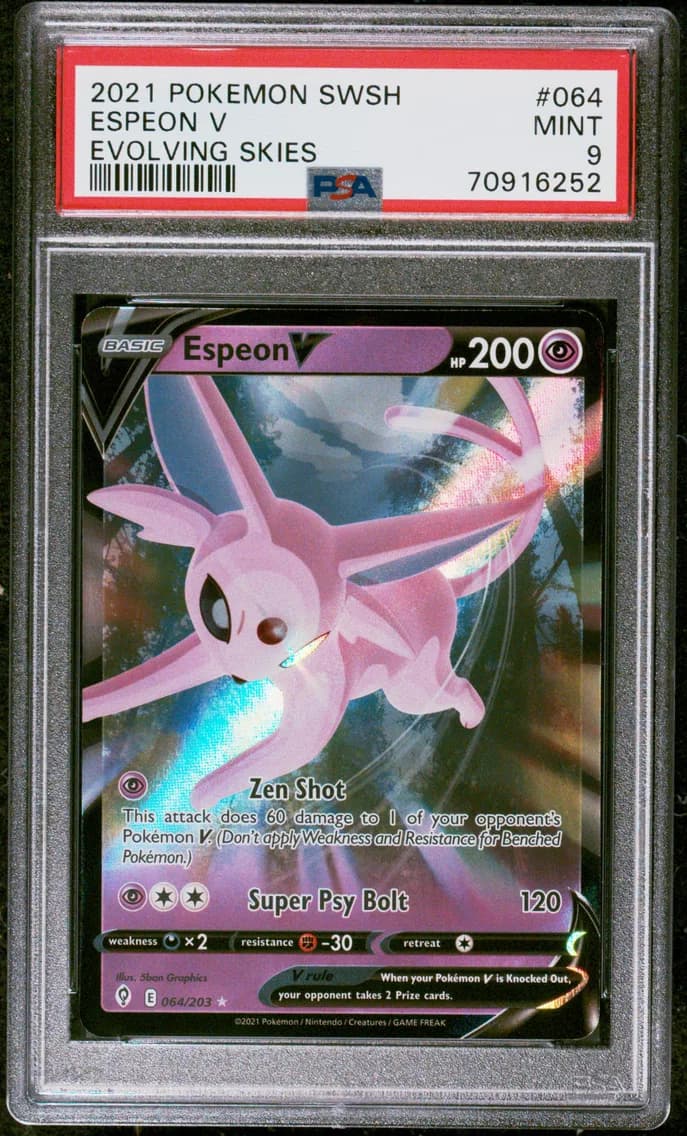 Espeon V, Sword & Shield Evolving Skies, PSA 9