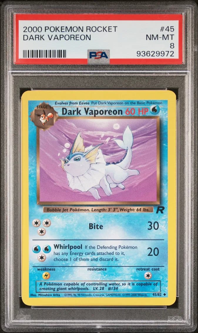 Dark Vaporeon, Rocket, PSA 8