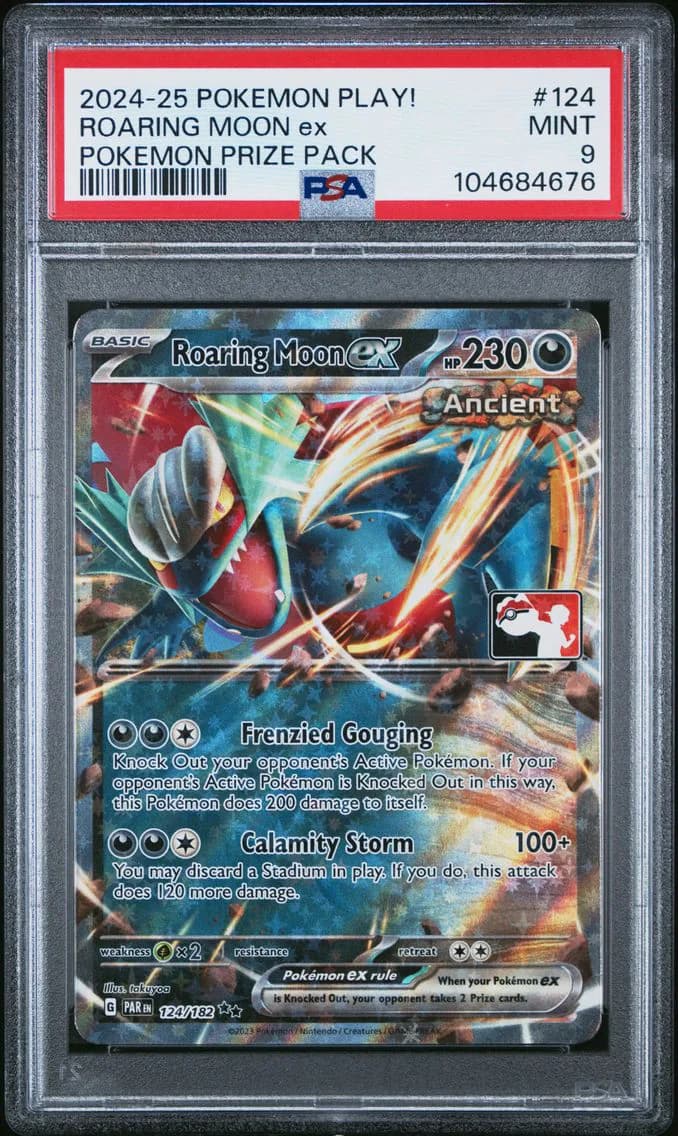 Roaring Moon EX, Play! Pokemon Prize Pack, PSA 9