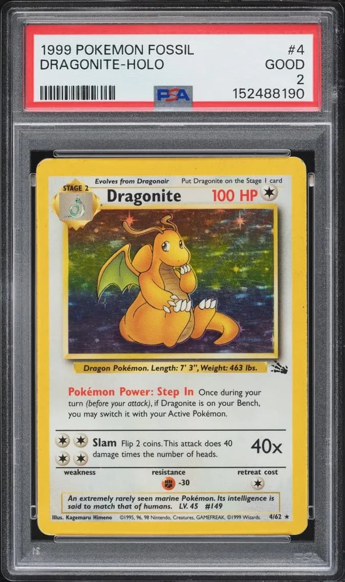 Fossil Holo Dragonite GD, Fossil, PSA 2