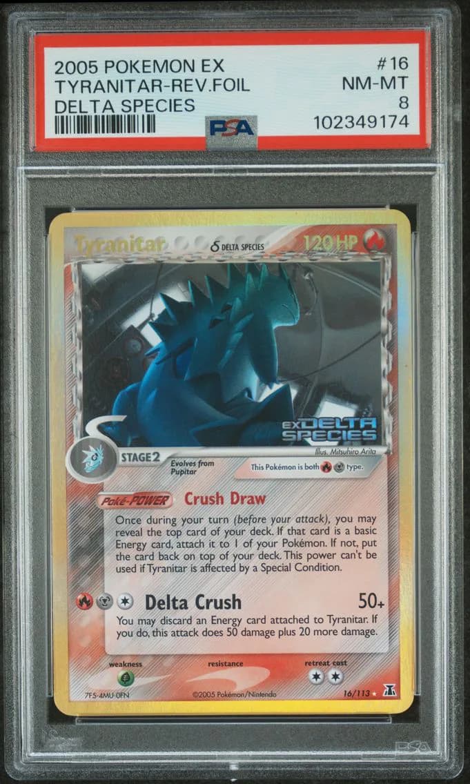 Tyranitar-Reverse Foil, EX Delta Species, PSA 8