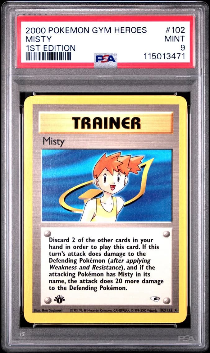Misty 1st Edition, Gym Heroes, PSA 9