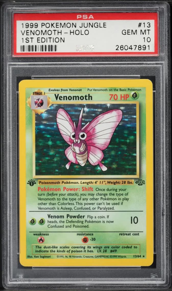 Venomoth-Holo 1st Edition, Jungle, PSA 10