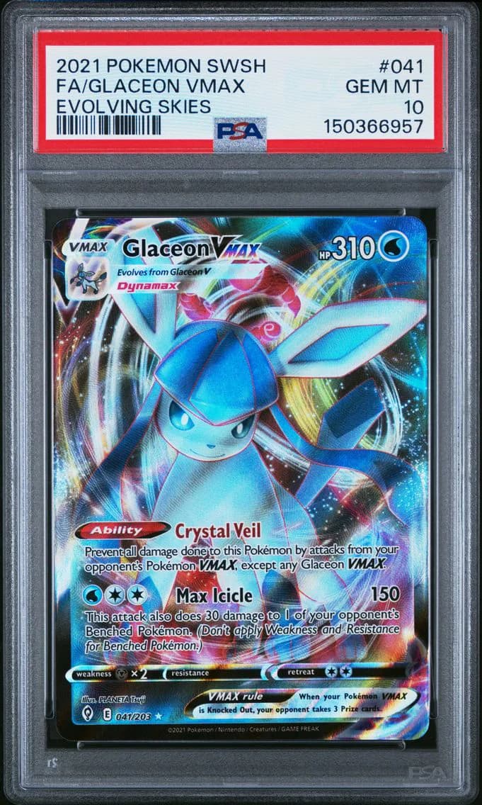 Glaceon VMAX, Sword & Shield Evolving Skies, PSA 10