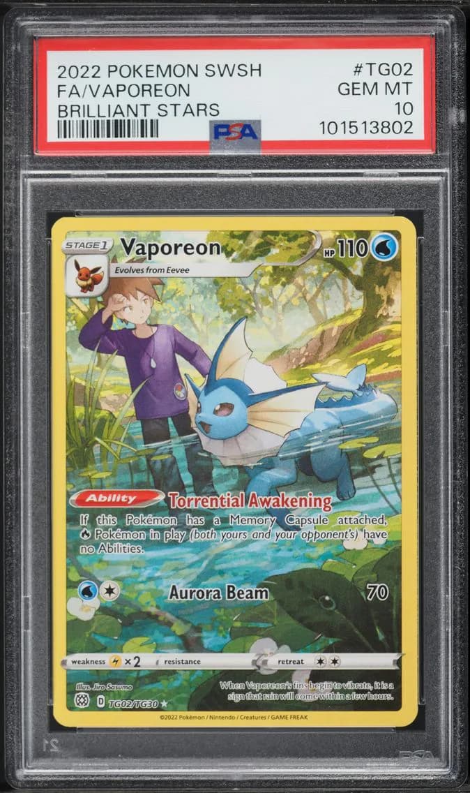 Vaporeon, Sword & Shield Brilliant Stars, PSA 10