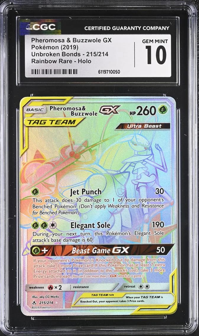 Pheromosa &amp; Buzzwole GX, Unbroken Bonds, CGC 10