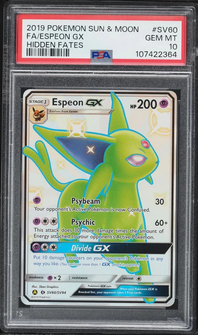 Espeon GX, Sun & Moon Hidden Fates, PSA 10