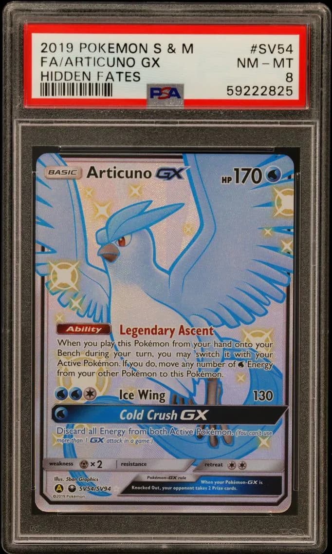 Articuno GX, Sun & Moon Hidden Fates, PSA 8