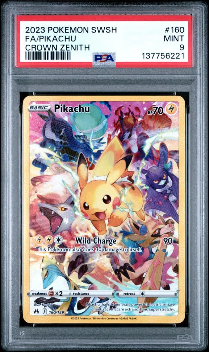 Pikachu, Sword and Shield Crown Zenith, PSA 9