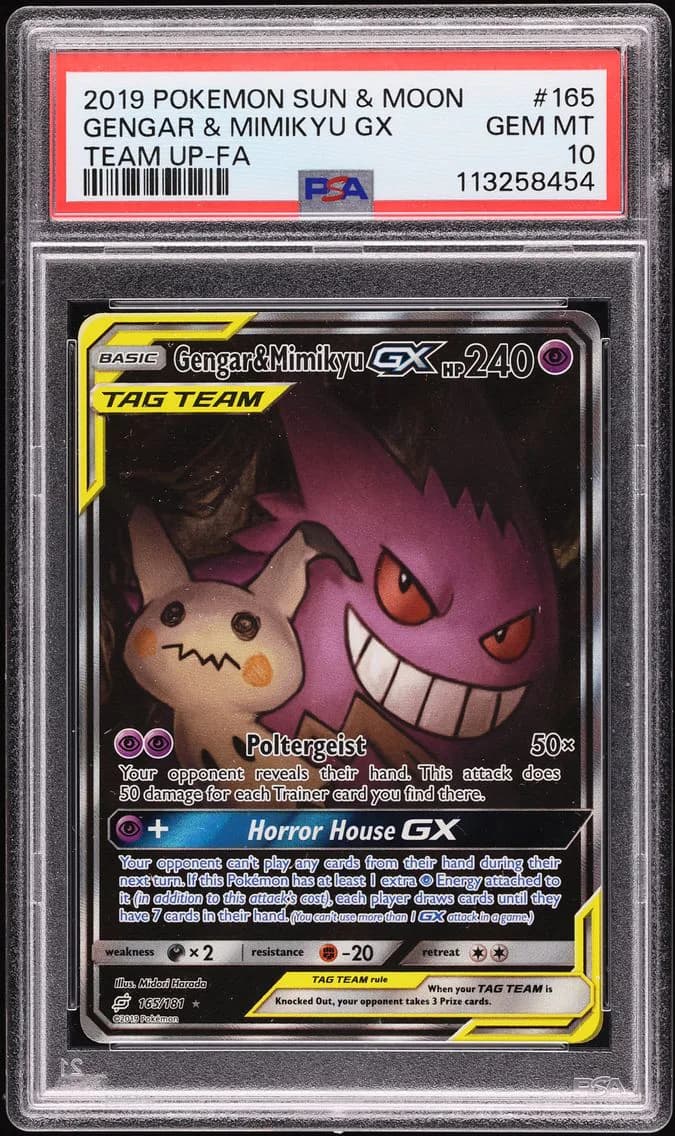 Gengar & Mimikyu GX, Sun & Moon Team Up, PSA 10