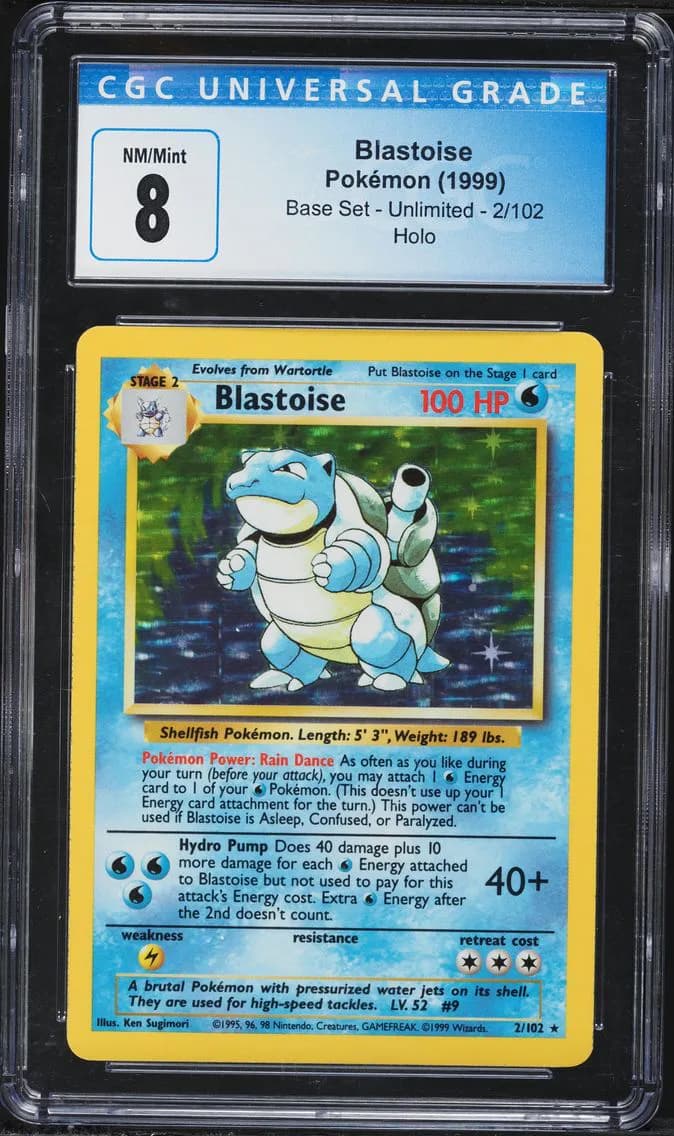 Blastoise-Holo, Base Set - Unlimited, CGC 8