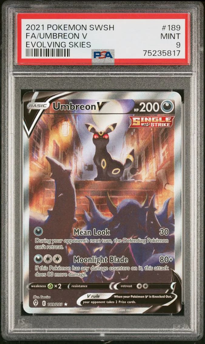 Umbreon V, Sword & Shield Evolving Skies, PSA 9