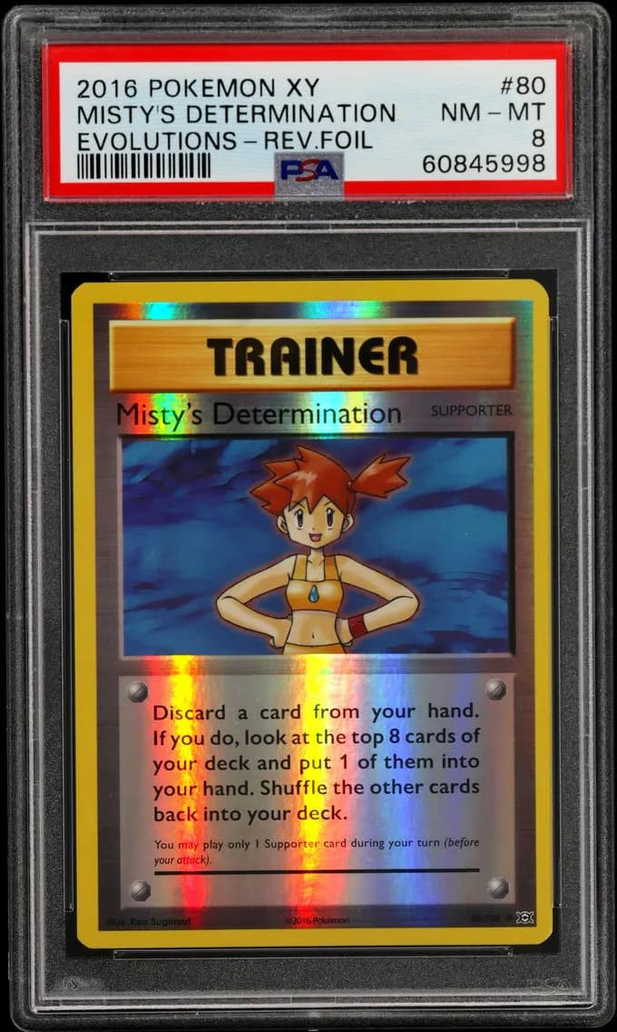 Misty's Determination-Reverse Foil, XY Evolutions, PSA 8