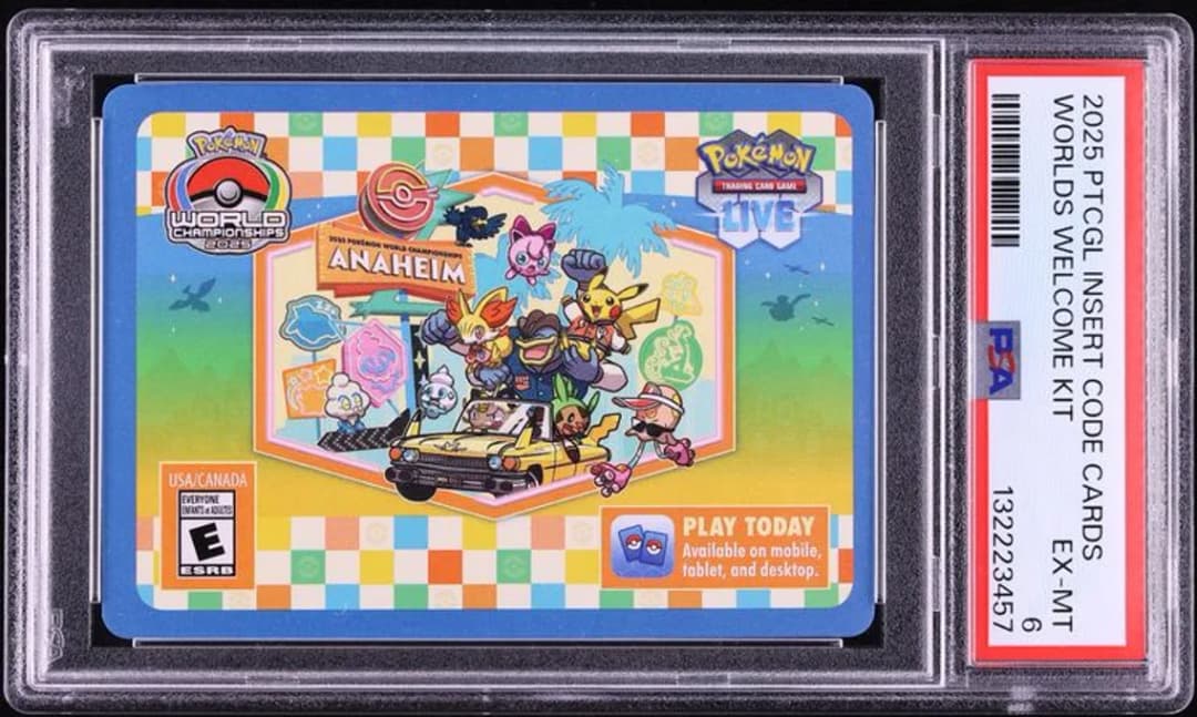 2025 World Championships Welcome Kit, TCG Live Insert Code Cards, PSA 6