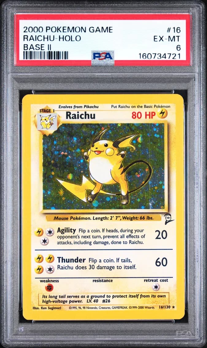 Raichu-Holo, Game Base II, PSA 6