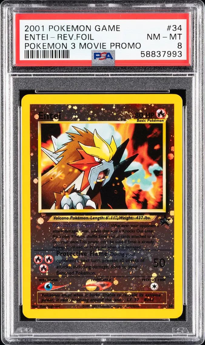 Entei-Reverse Foil, Game Movie, PSA 8