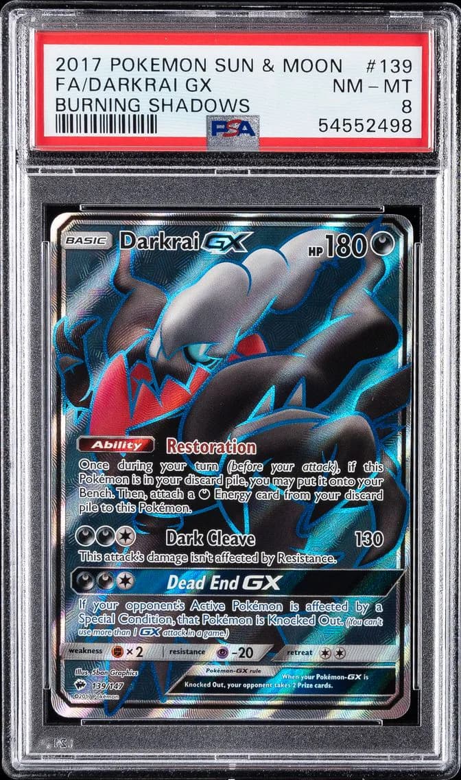 Darkrai GX, Sun & Moon Burning Shadows, PSA 8