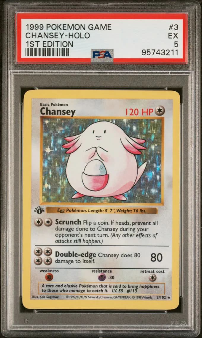 Chansey-Holo 1st Edition, Game, PSA 5