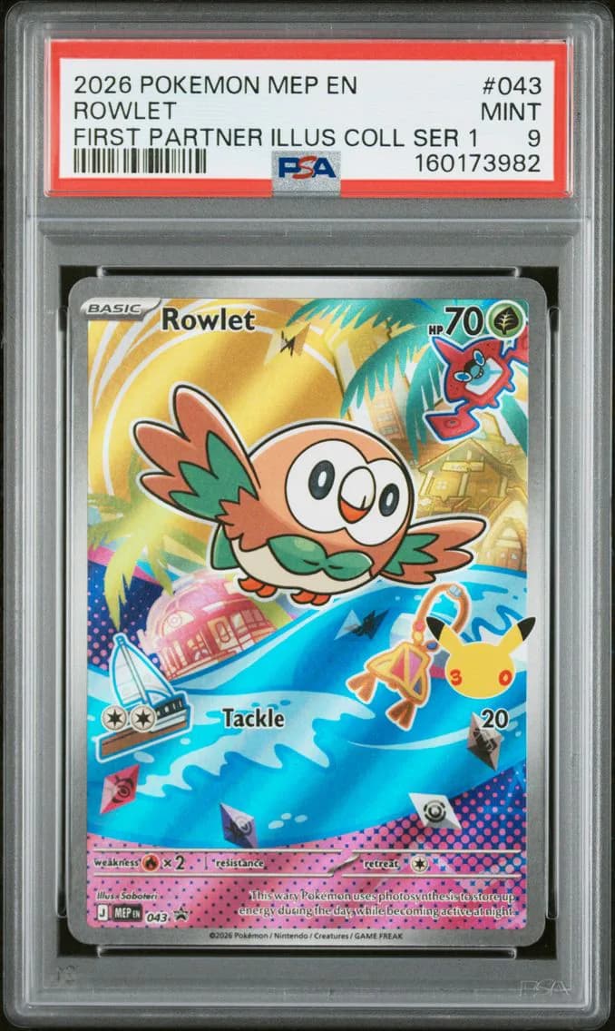 Rowlet, Me Black Star Promo, PSA 9