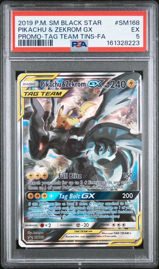 Pikachu & Zekrom GX, SM Black Star Promo, PSA 5