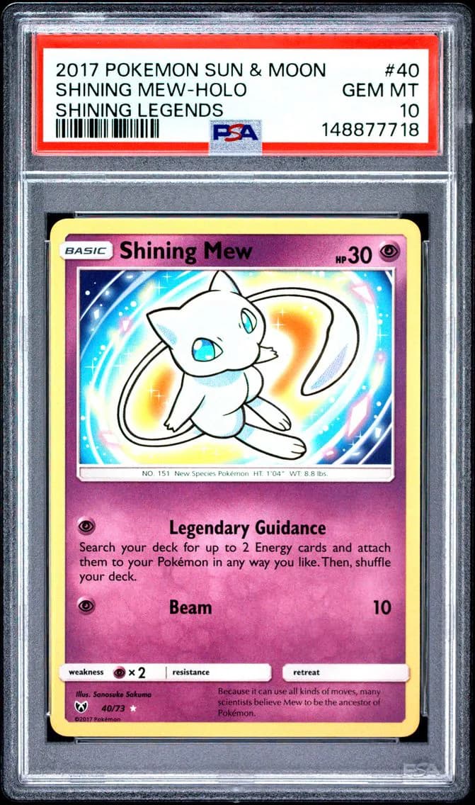 Shining Mew-Holo, Sun & Moon Shining Legends, PSA 10