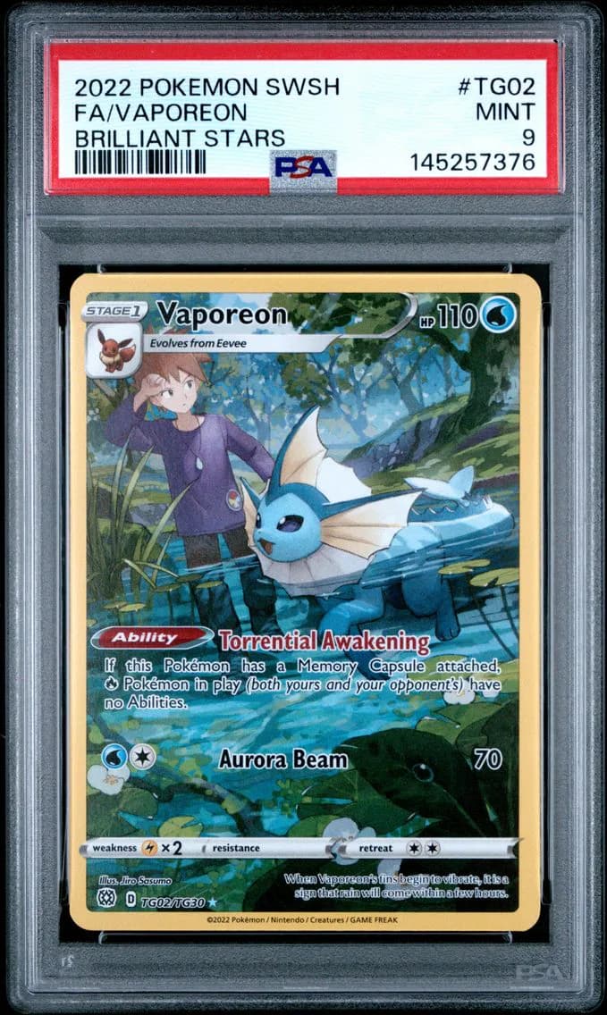 Vaporeon, Sword & Shield Brilliant Stars, PSA 9