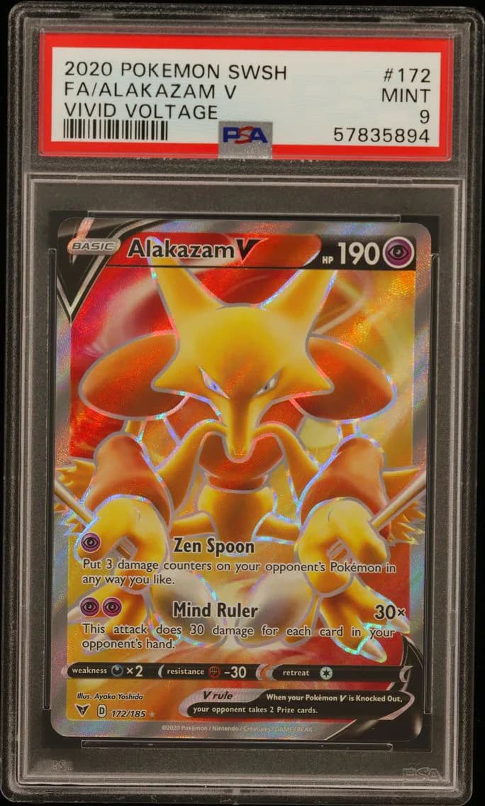 Alakazam V, Sword & Shield Vivid Voltage, PSA 9