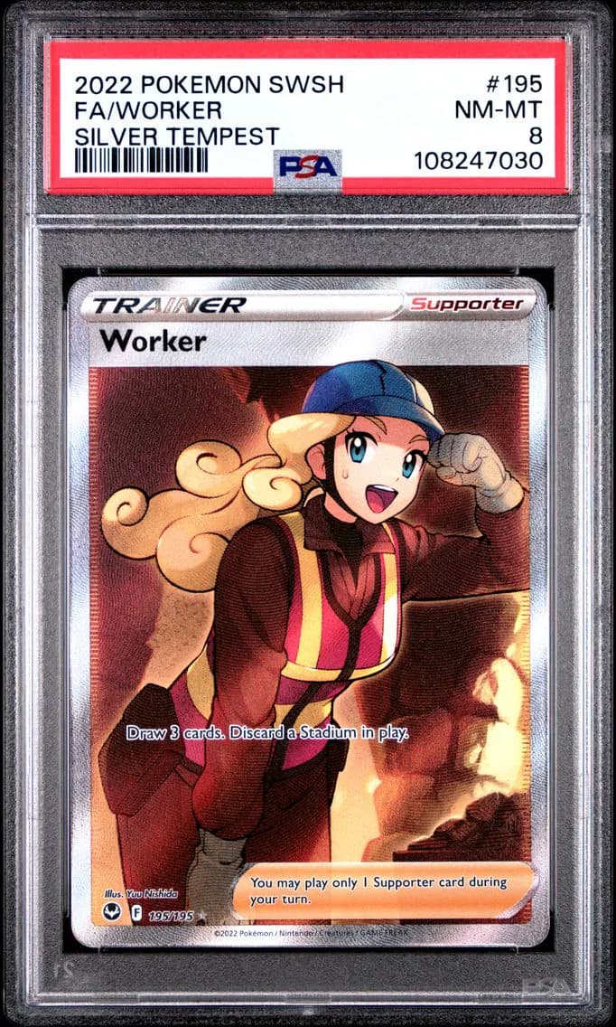Worker, Sword & Shield Silver Tempest, PSA 8