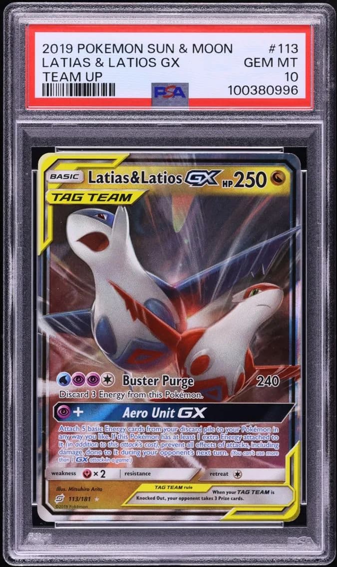 Latias & Latios GX, Sun & Moon Team Up, PSA 10