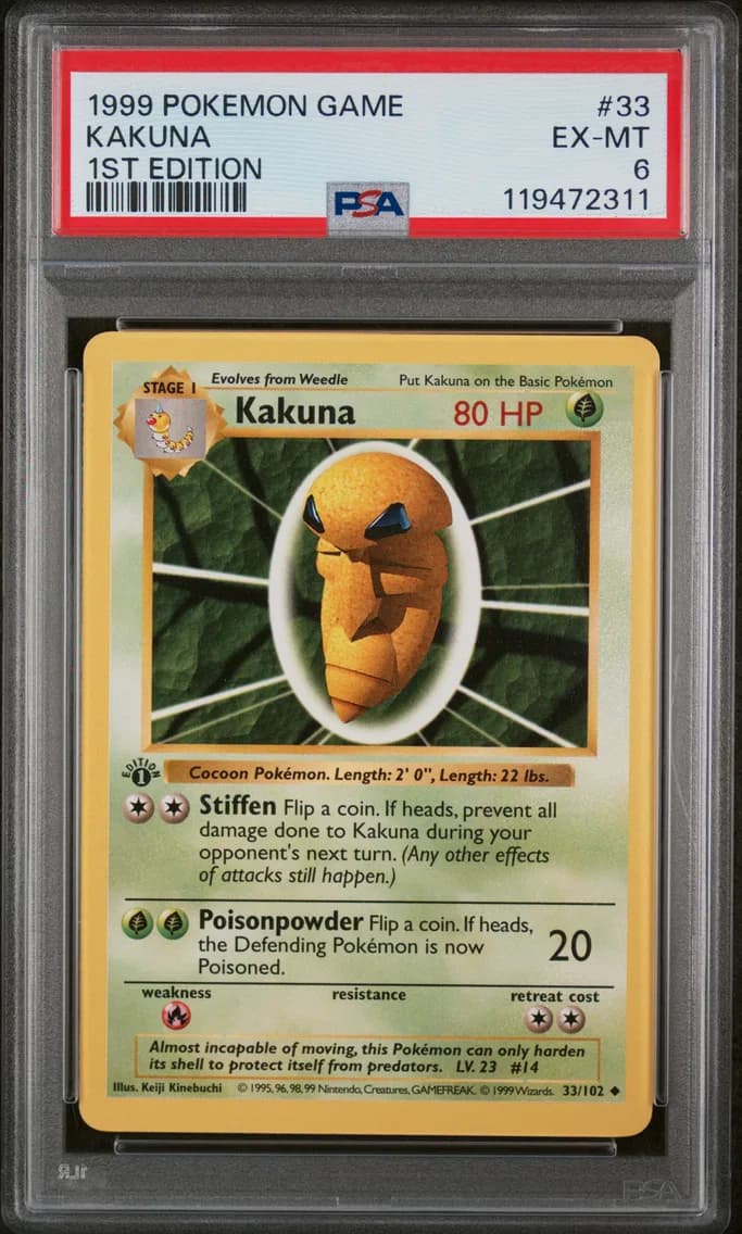 Kakuna 1st Edition, Game, PSA 6