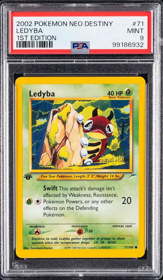 Ledyba 1st Edition, Neo Destiny, PSA 9