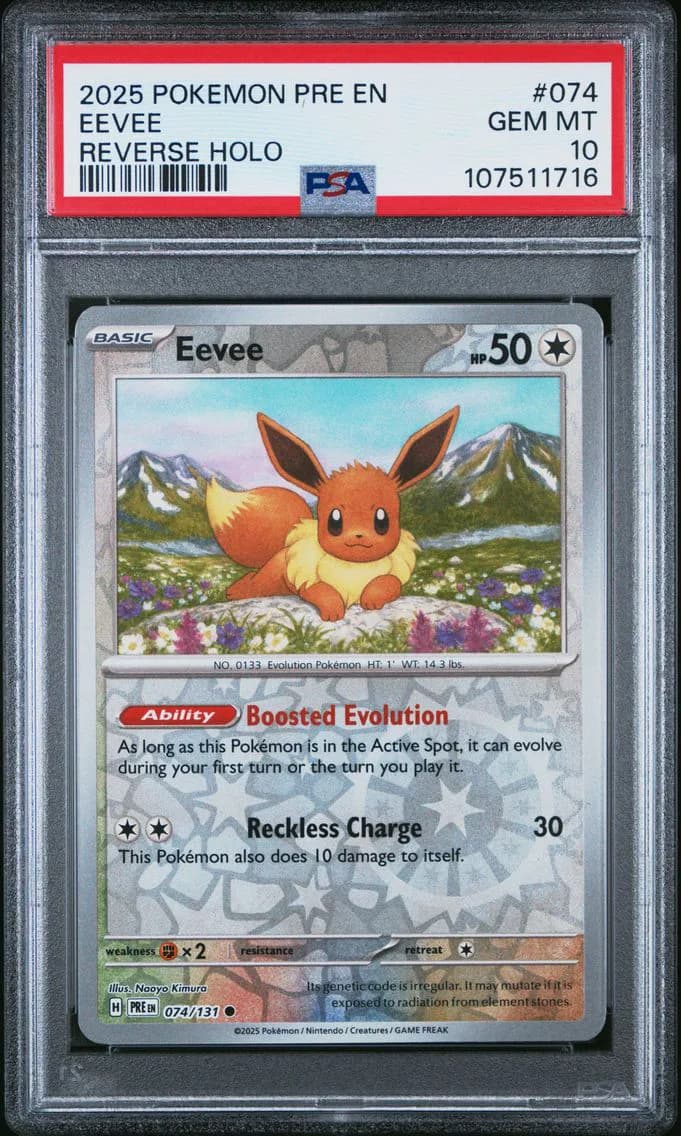 Eevee Reverse Holo, Prismatic Evolutions, PSA 10
