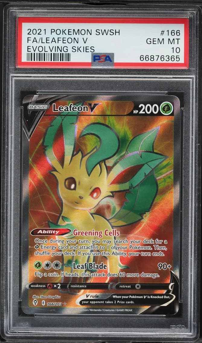 Leafeon V, Sword & Shield Evolving Skies, PSA 10