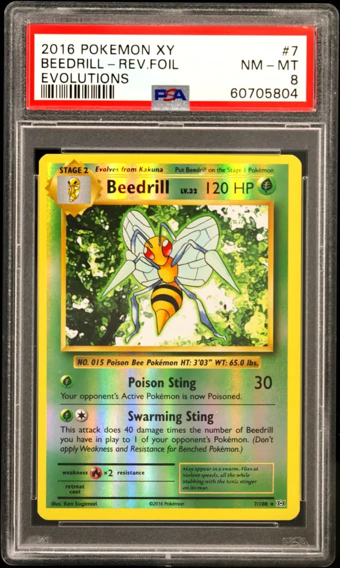 Beedrill-Reverse Foil, XY Evolutions, PSA 8