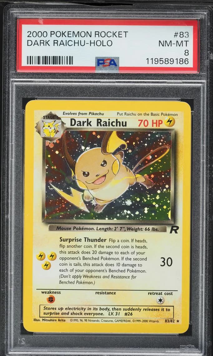Dark Raichu-Holo, Rocket, PSA 8